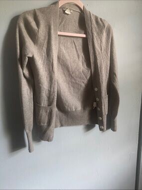 J. Crew Taupe Button-Front Knit Cardigan 100% cashmere